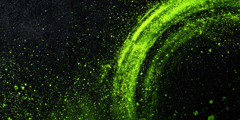 Canvas Print - abstract black background with green semicircle. paint strokes and splashes. textured background. ba