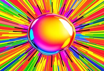 Wall Mural - Bold colorful idea bubble bursting with energy, radiating vibrant rays,  artwork,  concept