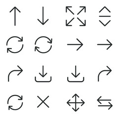 Set of black navigation and action icons on gradient background