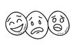 © Mohsin - Smile doodle emoji faces in hand drawn vector doodle sketchy style. Happy, sad, crying emotional scribbles, comic elements for business design.