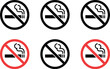 © Sona - Set of six no smoking signs with red and black circular prohibition symbols