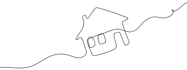 Wall Mural - Simple line house continuous vector illustration. Transparent background. Editable stroke.