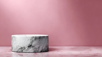 Wall Mural - minimalist marble podium on pastel background with lighting