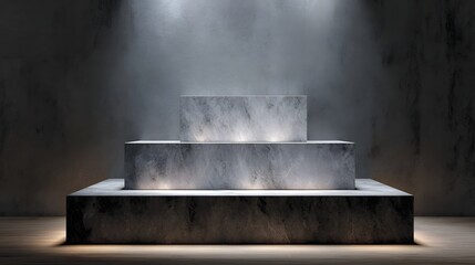 Wall Mural - elegant multilevel podium display with dramatic lighting