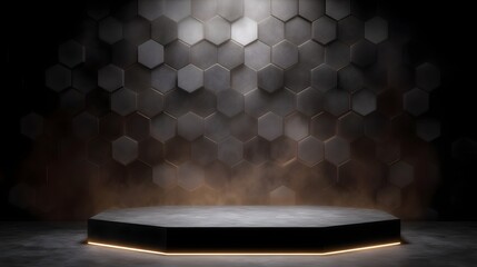 Wall Mural - minimalist hexagonal podium with modern geometric lighting