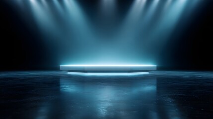 Wall Mural - Futuristic holographic podium with sharp technology lighting