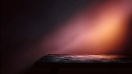 Wall Mural - a dark moody studio table with dramatic lighting and reflection long title a minimalist studio table