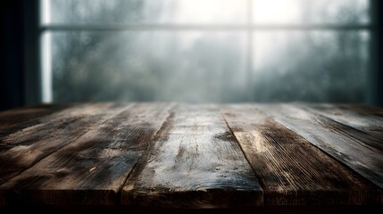 Wall Mural - wooden table with soft window light