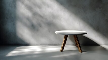 Wall Mural - minimalist round table in a serene studio setting