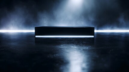 Wall Mural - floating digital table in a futuristic high tech setting