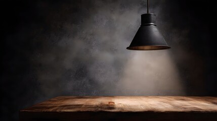 Wall Mural - warm wooden tabletop under a hanging spotlight