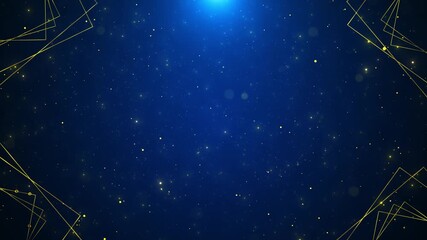 Wall Mural - Starry Blue Night Background Gold Frame Glowing Golden Geometric Lines for celebrations digital presentations luxury tech promos, festive intros and events award shows event openers wedding slideshows