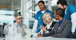 © LuxeShutter25/peopleimages.com - People, nurses and meeting with team in office for planning, medical report and feedback on operation. Woman, tablet and results for healthcare, surgery schedule and brainstorming of hospital funding