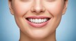 © pulpen - Close-up of radiant smile showcasing pristine teeth on blue gradient background