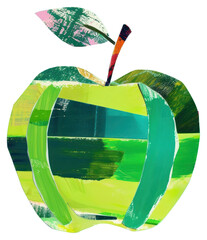 Wall Mural - png green apple paper cut painting illustration abstract.