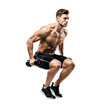 © Shilpi - muscular man doing a workout lunge on Isolated transparent background png. generated with AI