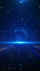 Wall Mural - circular digital futuristic ui glowing space future technology blue background glowing lines circula