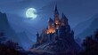 © Ploffy - Enchanted Castle at Night Under a Full Moon