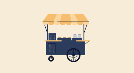 Isolated vending cart showing food service stand with menu for outdoor design use