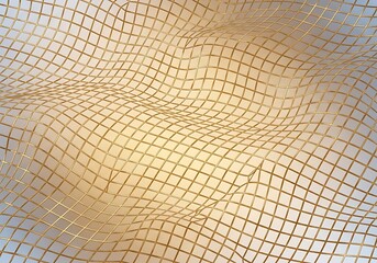 Undulating golden grid creating a captivating visual texture and light interplay
