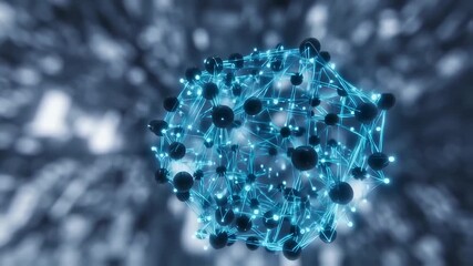 Abstract network connection structure with glowing lines and dots background animation