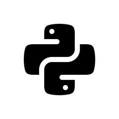 illustration of the python programming language logo featuring two intertwined snake heads in black 