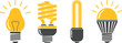 © Muhammad Subhan  - Bright ideas concept featuring different types of light bulbs in yellow tones