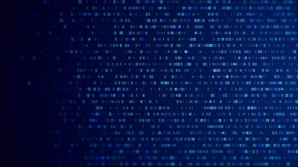 Flowing stream glowing binary code across deep blue background transmission of data, encryption, processing. for cyber space cybersecurity themes, digital communication, futuristic tech, programming