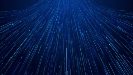 Wall Mural - dynamic streams of glowing particle rise deep blue digital space, immersive flare trails. perfect de