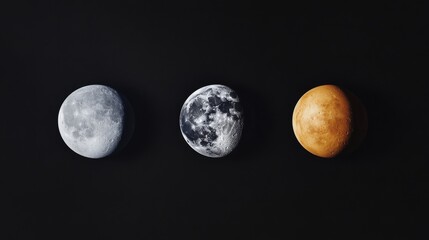 Wall Mural - explore the beauty of celestial bodies with three distinct moons. each moon captivates with its uniq