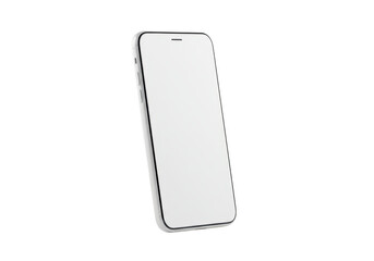 Smartphone with blank white screen isolated on transparent background