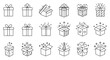 © zulfi25 - Gift boxes line icons set, presents with ribbons and bows for celebration