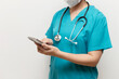 © KingKongThePitbull - Doctor using smartphone for medical communication.j