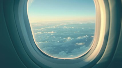 Wall Mural - view of clouds and horizon through an airplane window