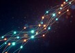© IsratJahan - Abstract Network: Glowing Teal and Orange Nodes Connected by Dynamic Curves on Dark Background.