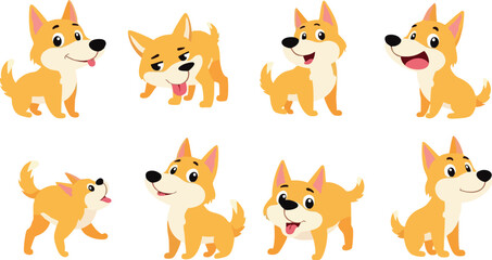  Cartoon Dog Character Poses, dog all poses