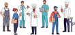 © Kinza - Illustration of diverse professionals including doctors chefs construction workers and mechanics