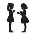 © Julia vector & video - Two girls engaged in conversation while holding cups in silhouette