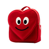 Backpack shaped like a heart with zipper smile, love for learning idea, isolated on transparent background