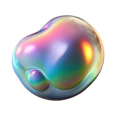 Wall Mural - 3d iridescent soap bubble isolated on transparent background