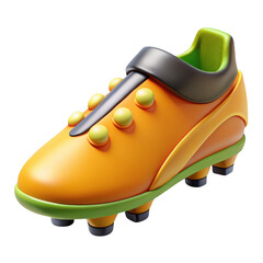 Wall Mural - 3d orange soccer cleat isolated on transparent background