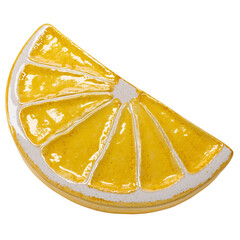 Wall Mural -  juicy yellow lemon slice plate isolated on white background