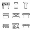 © Vector - Beam Bridge Icons. Line style icons of Beam Bridges: steel girder, concrete beam, pier column, elastomeric bearing, diaphragms,