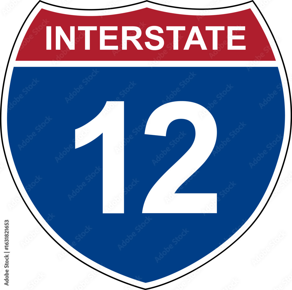 Vector de Stock Interstate 12. Interstate highway sign. Road number ...