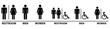 © GetStocks - Restroom and Toilet Sign Icons – Men, Women, and Accessible Bathroom Symbols Set for Public Facilities and Wayfinding