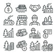 © Igor - Forestry linear icon set. containing factory, logs, worker, handshake, growth chart, saw, and more.