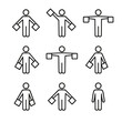 © Sergey - Semaphore Flag Icons. Outline style icon of Semaphore Flag Positions: letter A, letter B, letter C, letter D, letter E, letter F,