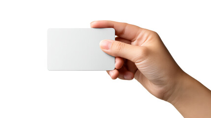 Wall Mural - holding a blank card with one hand over a transparent background