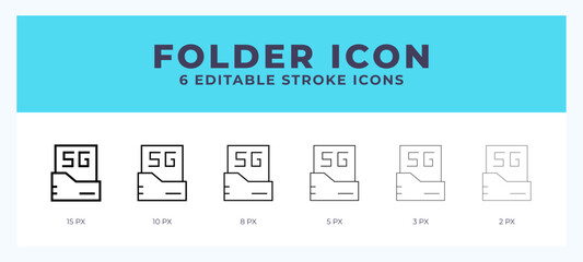 Wall Mural - folder icon with editable stroke. outline icon vector illustration.