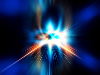 Wall Mural - glowing blue and gold rings intersect against a dark background, creating a vibrant, abstract design
